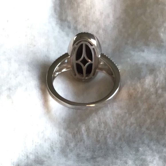 Shungite Oval Ring in Platinum & Gold Over Brass - Picture 3 of 8